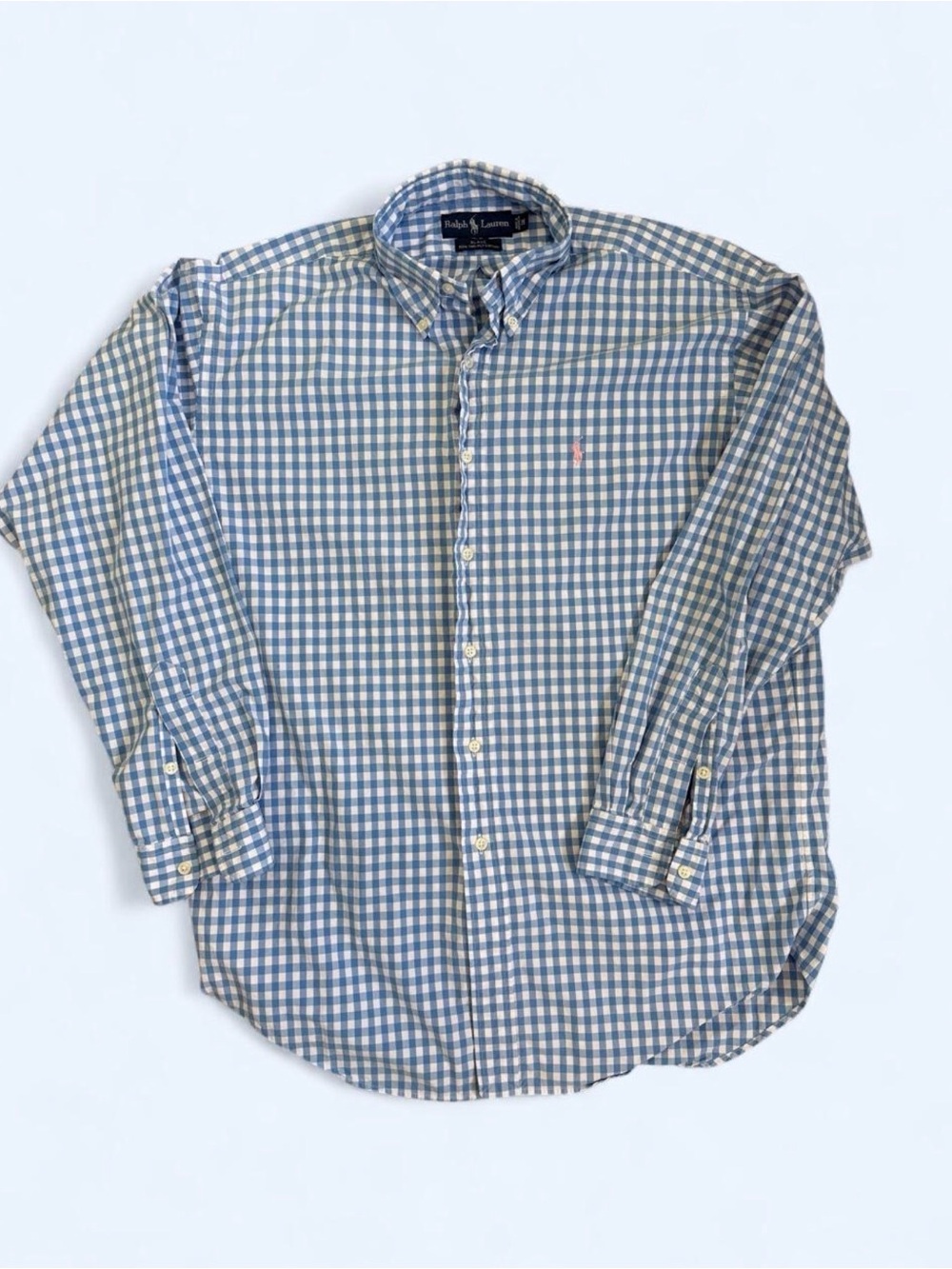 Ralph Lauren Blue and White Gingham Button-Down Shirt